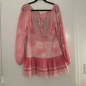 Pink loveshackfancy mini dress, size 6, worn once